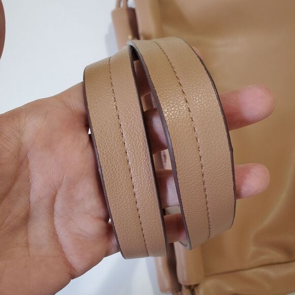 Anne Klein cinch strap shoulder bag beige tan excellent used once - Picture 6 of 12